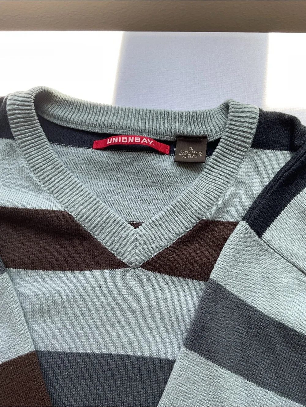 Unionbay Men's V-Neck Striped Sweater